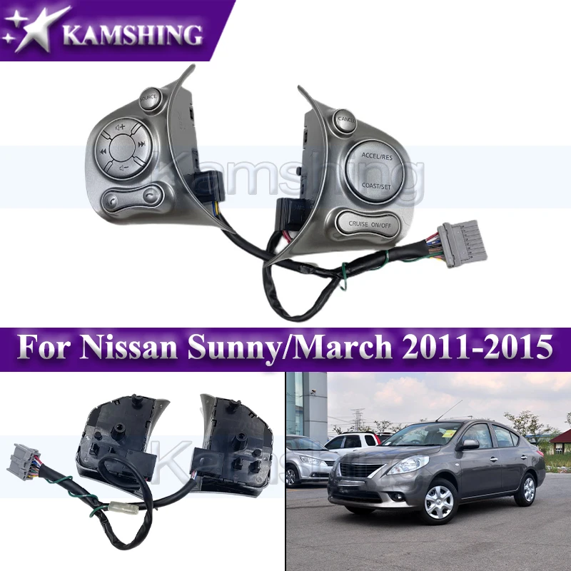 

Kamshing Multifunction Steering Wheel Button For Nissan Sunny/March 2011-2015 Audio Button Audio Bluetooth Cruise Control Switch