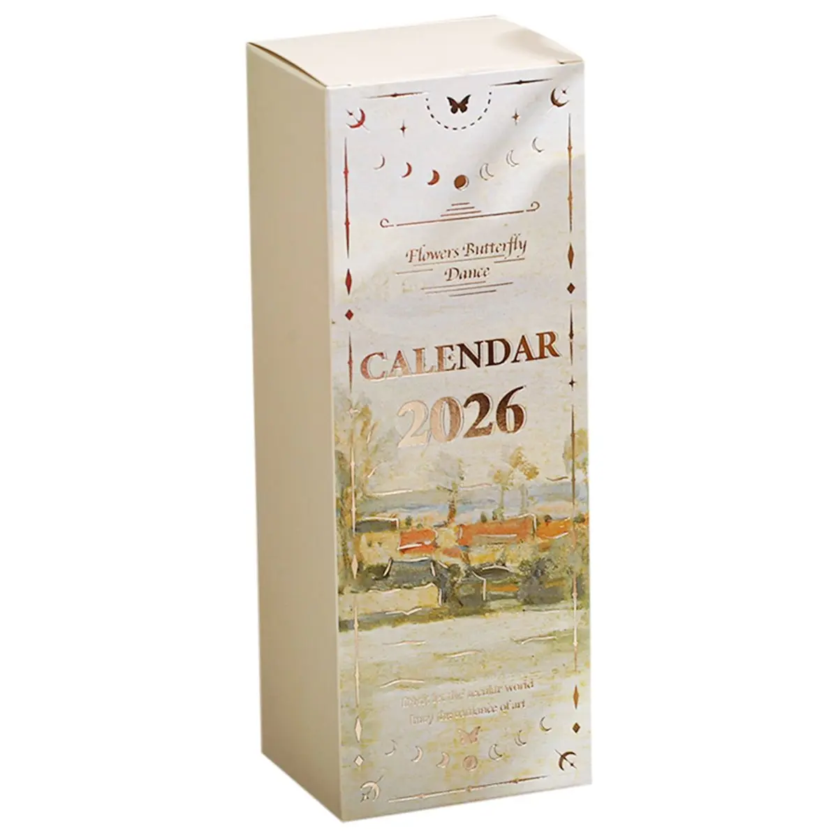【New User-Coupon!】Desk Calendar with Binding 365 Days Vintage Oil Painting Inspirational Quotes One-Way Page Turn Daily Planner