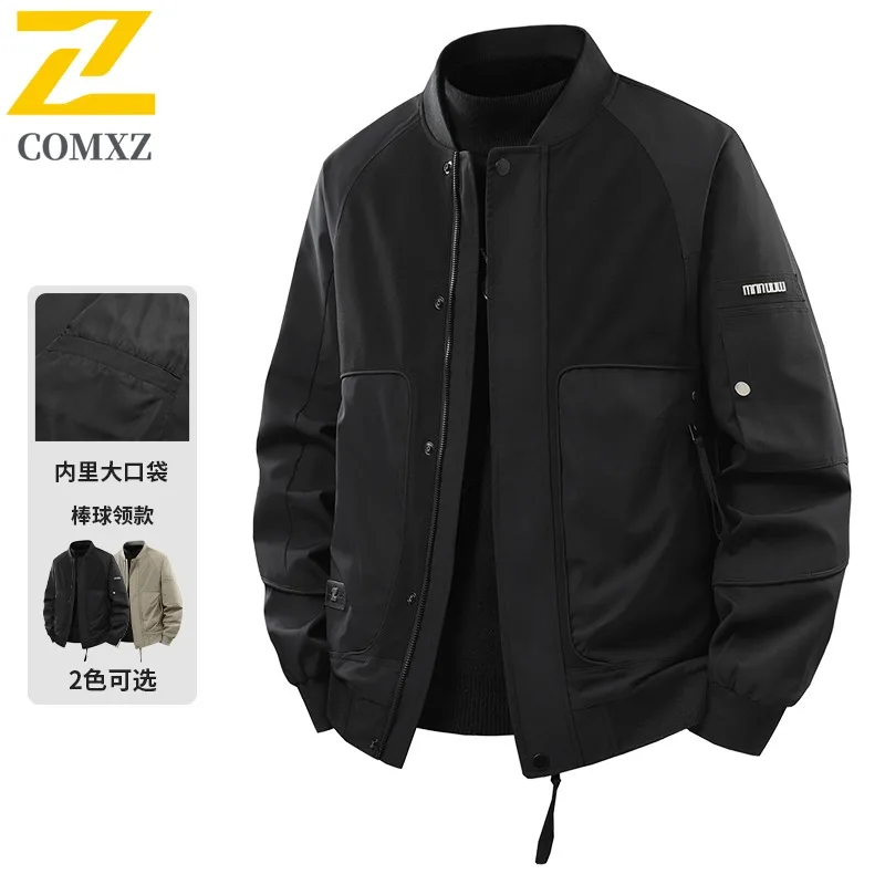 

COMXZ трансграничная модная двухсекционная куртка с воротником рубашки, мужская куртка с отложным воротником, свободное повседневное пальто