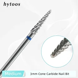 HYTOOS Cone Cuticle Nail Drill Bits, Safety Conical Carbide Nail Bit, Electric Gel Polish Removal Manicure Drills Accessories