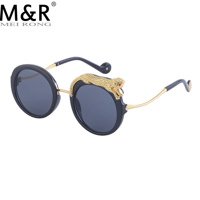 

Round Sunglasses Women Luxury Brand Designer Zircon Sun Glasses UV400 Eyeglasses Personality Eyewear Crystal Leopard Shades