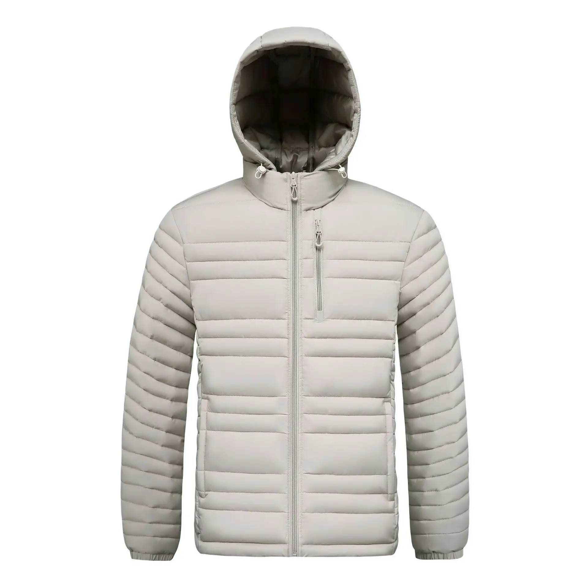 

Man Coat Winter Thicken Warm Stand Collar Zipper Male Down Outerwear Simple Solid Color Long Sleeve Detachable Hooded Men Jacket