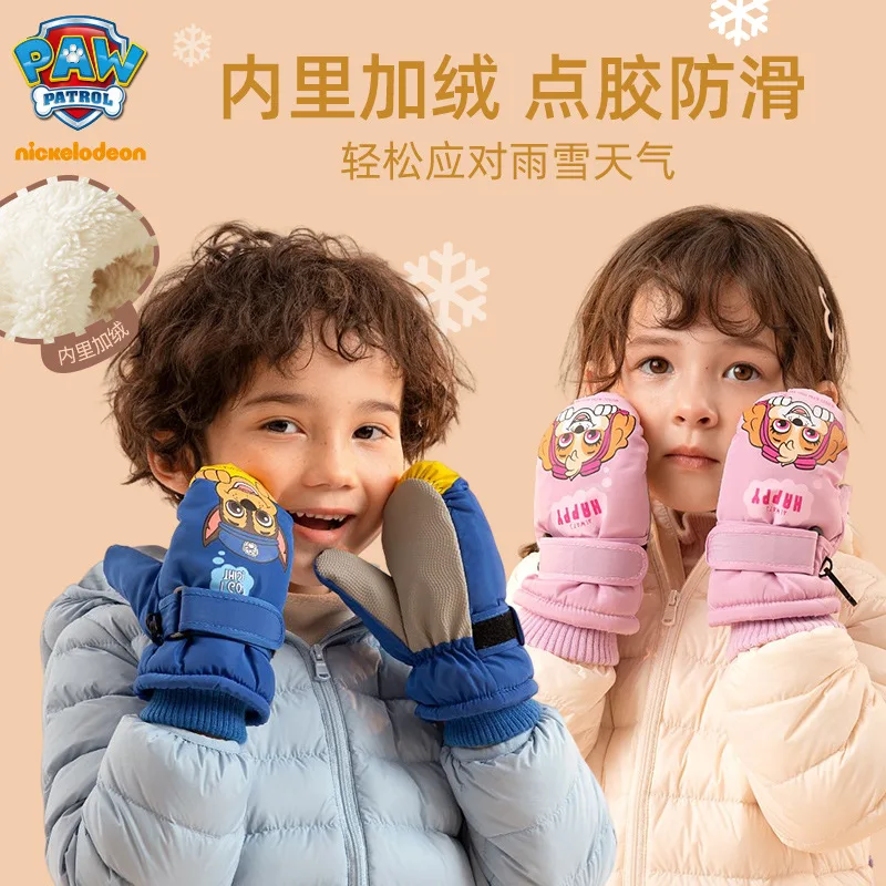 

100% Genuine Paw Patrol Winter Ski Glove Snowboard Snow Warm Gloves Chase Skye Boy and Girl Waterproof Thicken Mittens Age 2-6T