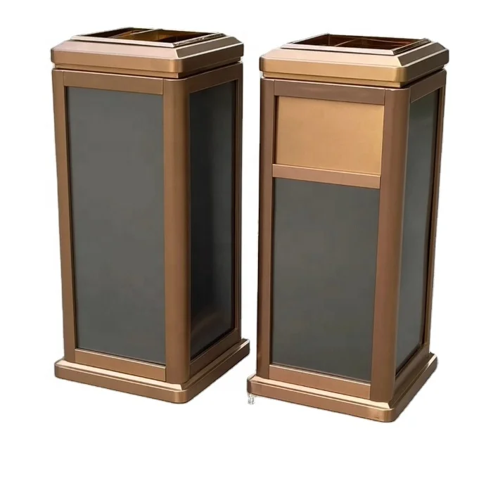 Hotel and guesthouse vertical trash cans, commercial lobbies, vertical ashtrays, lids at elevator entrances