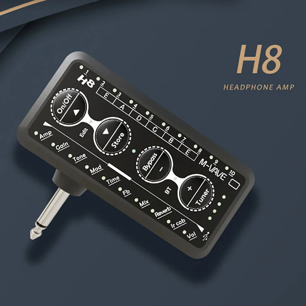 M-VAVE H8 Amp Spina per chitarra Effetto Amplificatore per cuffie Altoparlanti Amplificatore combinato Mini Scheda audio Ritardo Pedale per chitarra elettrica
