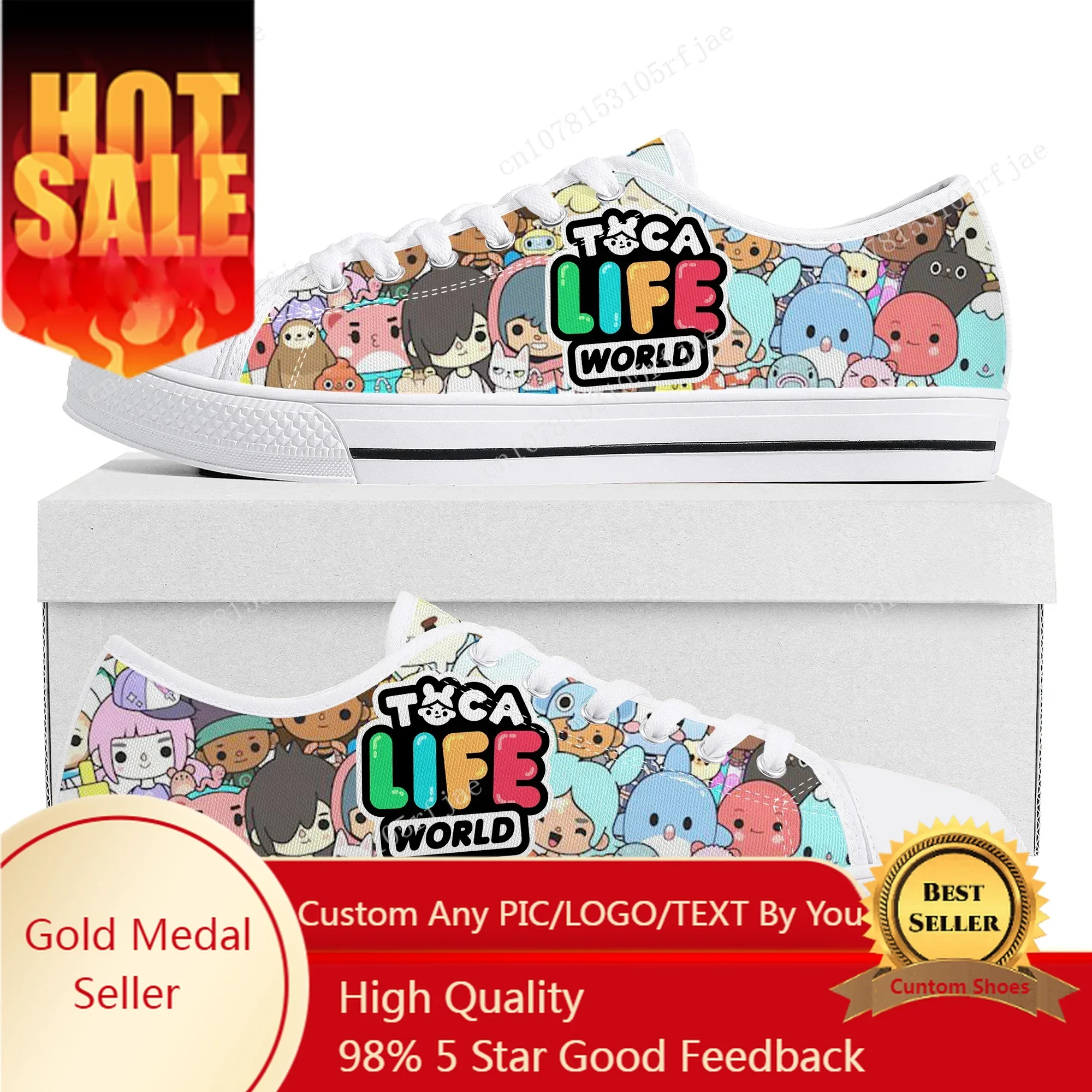 

Toca Life World Low Top Sneakers Cartoon Game Womens Mens Teenager Fashion Canvas Sneaker Couple Custom Built Shoes