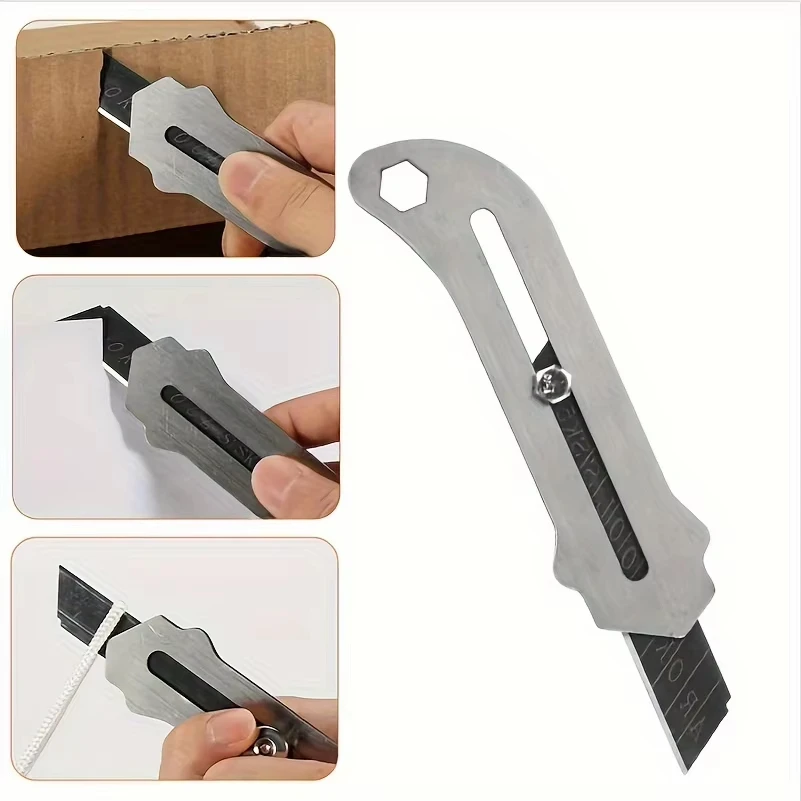 Heavy Duty Stainless Steel Utility Knife Holder Durable Sturdy Fast Cutting Manual Lock Paper Cutting Knife