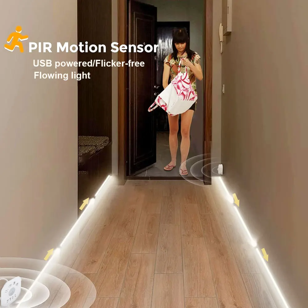 

LED Strip Light Human body induction Flowing light strip Motion Sensor Strips 120° Motion Sensor Night Light for Bedroom Stairs