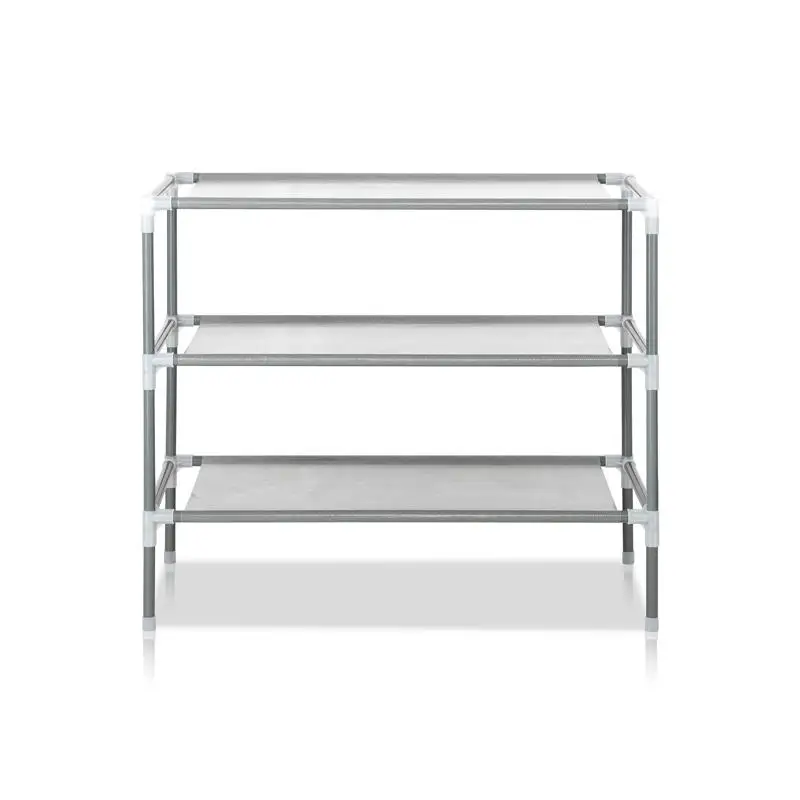 

Gray 3-Tier Non-Woven Fabric Shoe Rack - Easy Assembly Storage Solution for Home