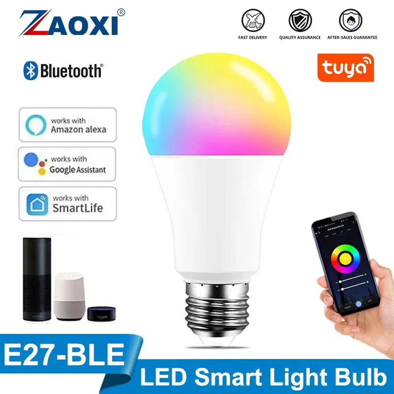 

ZAOXI Tuya WIFI Smart Light Bulb A19 LED Indoor Lighting Support Google Home Alexa Voice Assistant Remote Control Lighting Lamp