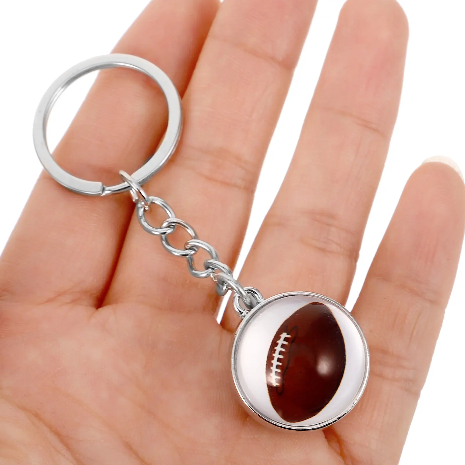 Rugby Ball Keychain Sport Ball Key Pendant Bag Accessory Decorative Key Ring for Keys Door Keys Backpacks Sports Souvenirs Gifts