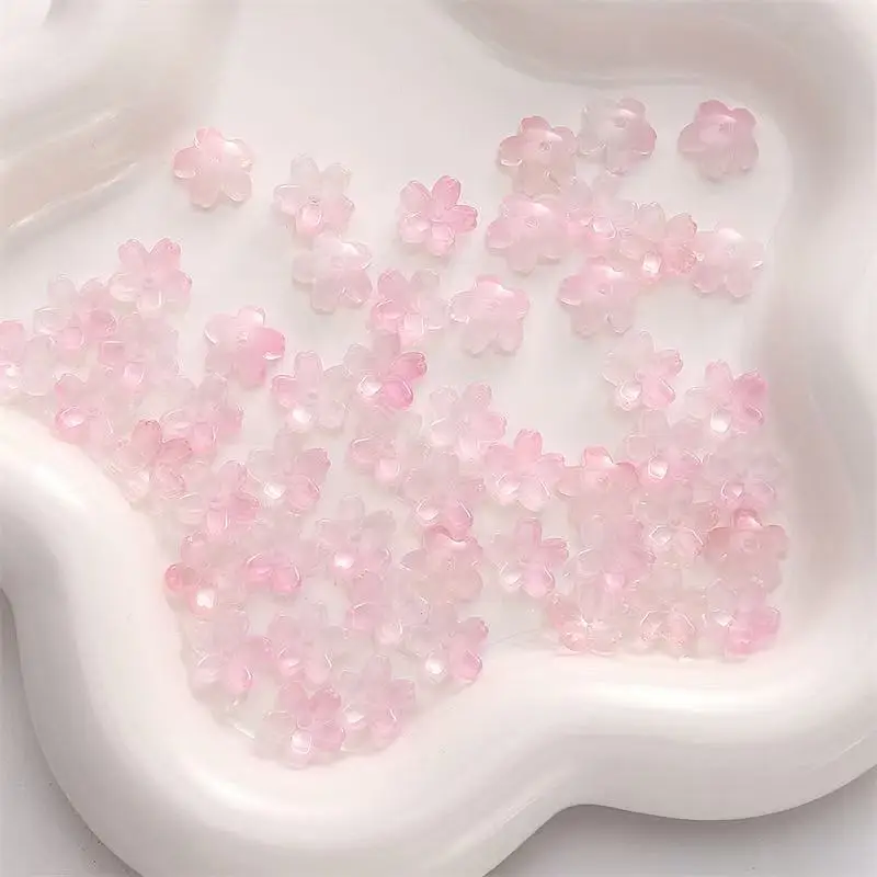 50pcs 10mm Acrylic Flower Beads Czech Glass 5-Petal Mini Spacer Hair Accessories Christmas for Bracelets Earring Jewelry Making image 3