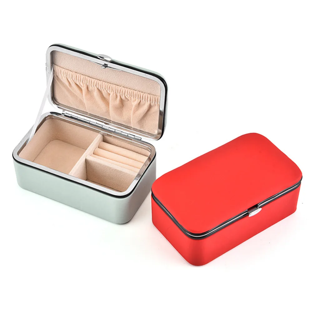 Portable Jewelry Box Pu Travel Case Compact Multi-Compartment Organizer For Rings Earrings Necklaces Jewelry Storage