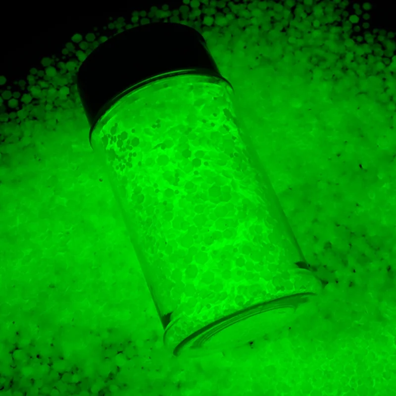 1.76/50g 2.5MM&1MM Glow in The Dark Chunky Glitter, Nail Glitter, Luminous Mixed Flakes Crafts, Resin,Slime - White to Green
