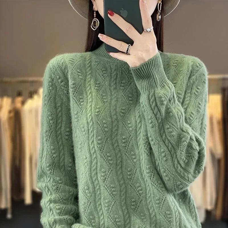 

2025 NEW Solid Color Jumpers Women Basic Round Neck Long Sleeve Knitting Sweater Woman Slim Elastic Bottoming Pullovers