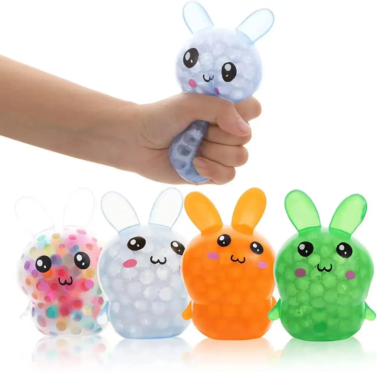 Kids Easter Rabbit Toy Soft Push Stress Relief Sensory Squeeze Toys for Children Adult Decompression Cartoon Toys Happy Easter