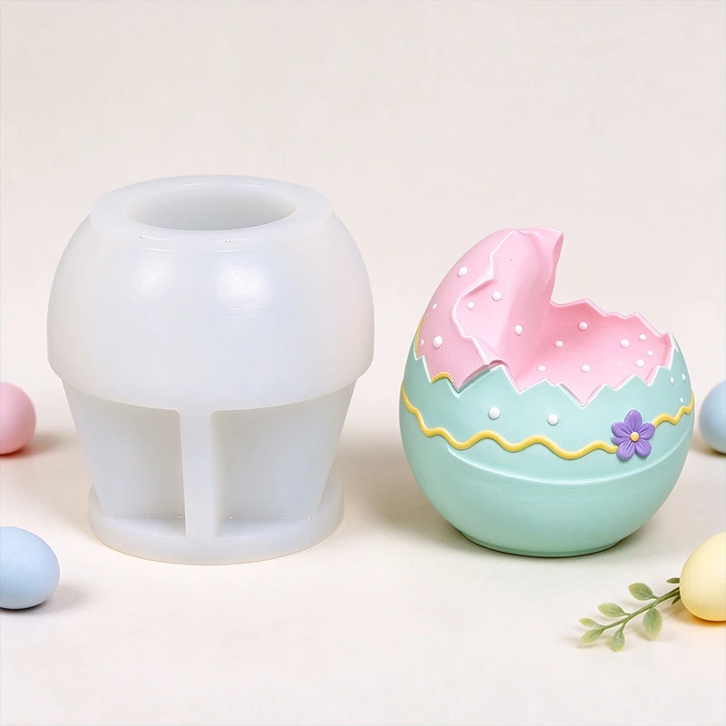 3D Easter Broken Egg Silicone Mold DIY Candle Aromatherapy Soap Plaster Craft Ornament Resin Mould Home Decor