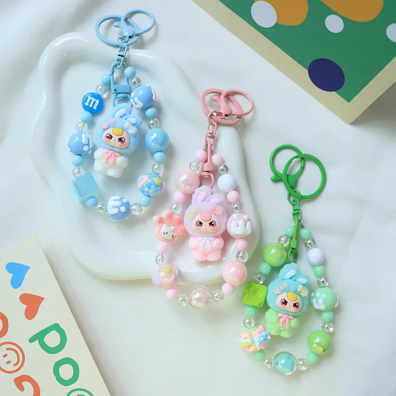 

Cute little rabbit doll keychain chain pendant for bags and accessories - cartoon cute figurine trendy toy