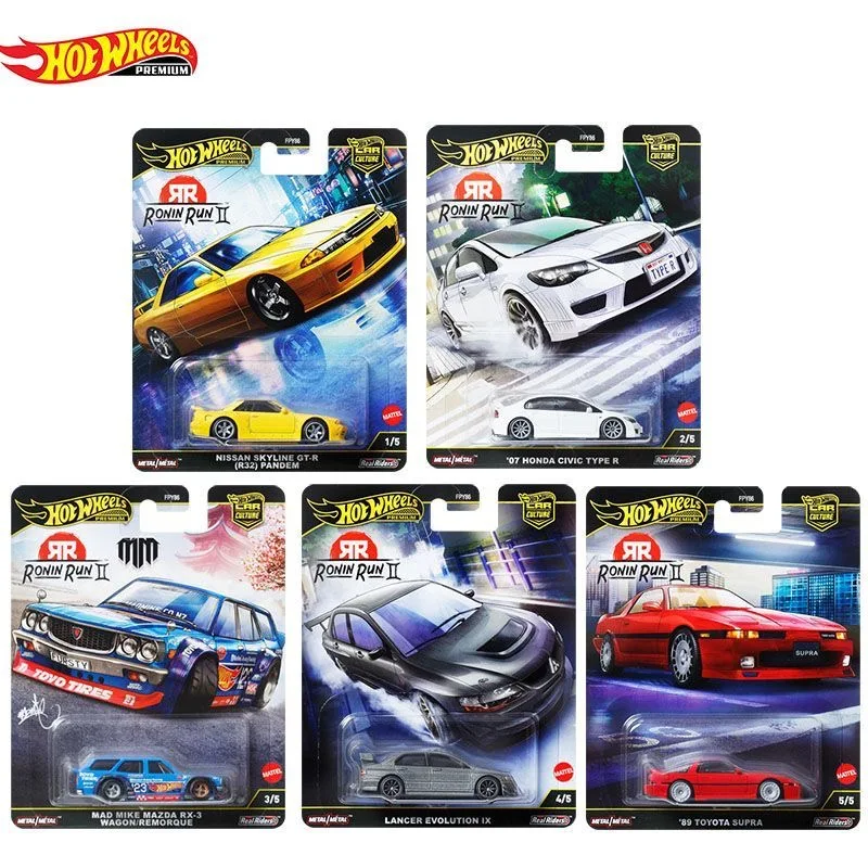 

Оригинальный автомобиль Hot Wheels Premium 1/64 Ronin Run 2 с золотой этикеткой Honda Mazda Nissan Toyota FPY86, литой автомобиль