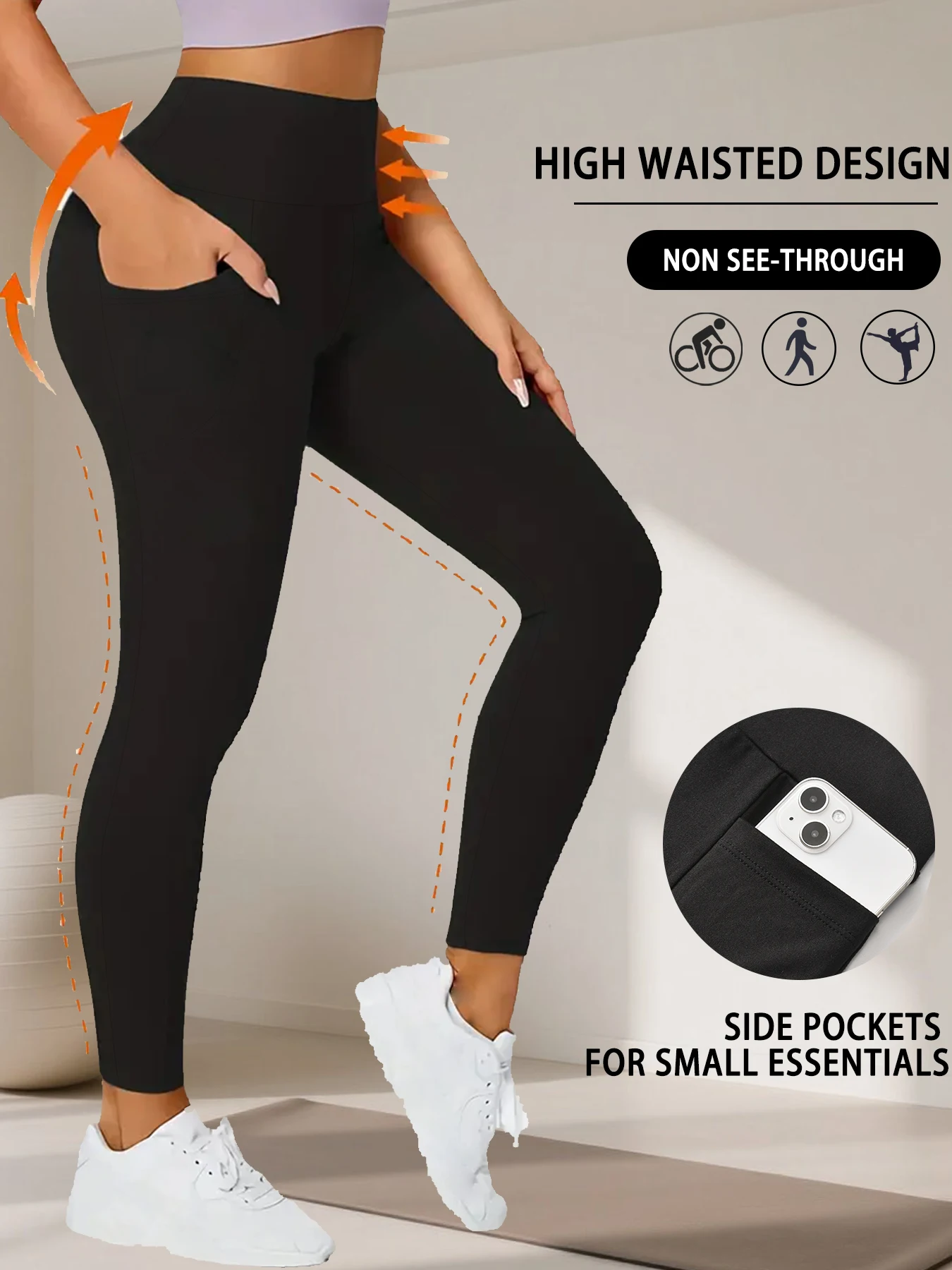 

Super Soft Sports Leggings With Pockets For Women High Waisted Workout Yoga Running Push Up Gym Fitness Tight Pants Women's