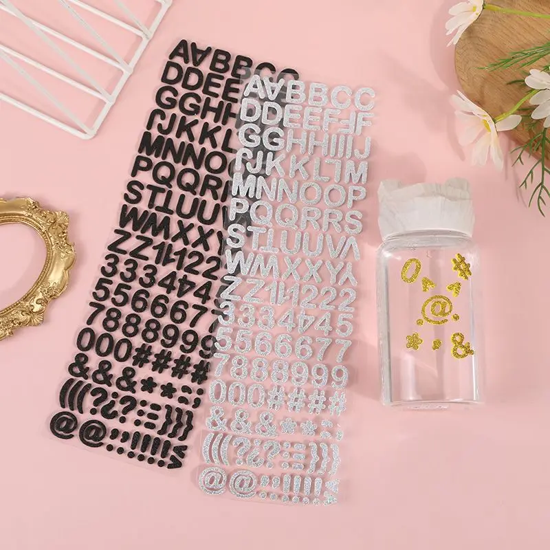 1Pc Alphabet Planner Stickers Gold Black White DIY Creative Kids Student EVA Sticker For Cup Gift