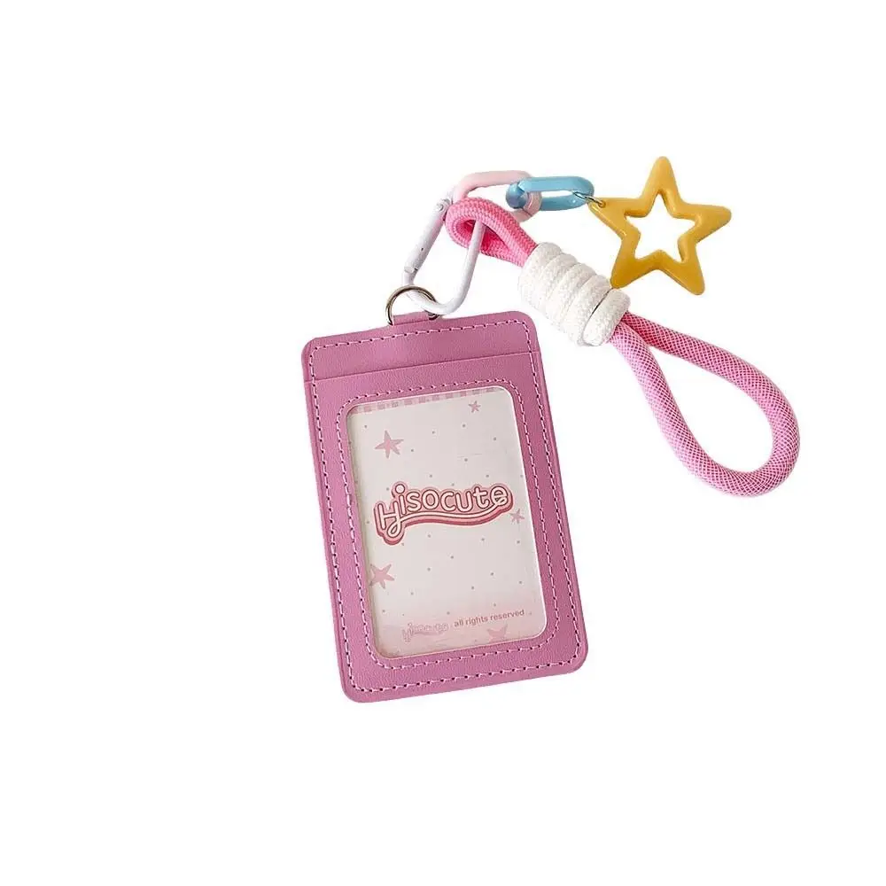 ID Card Protective Leather Bus Card Cover PU Leather Credit Card Korean Photocard Holder Keyring Star Pendant Badge Holders