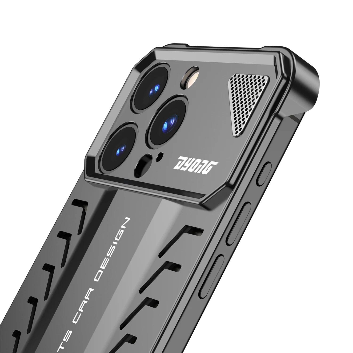Aluminum Alloy Phone Case for iPhone 16 15 14 13 Pro Max Plus Frameless Anti-Fall Metal Buckle Protective Heat Dissipation Cover