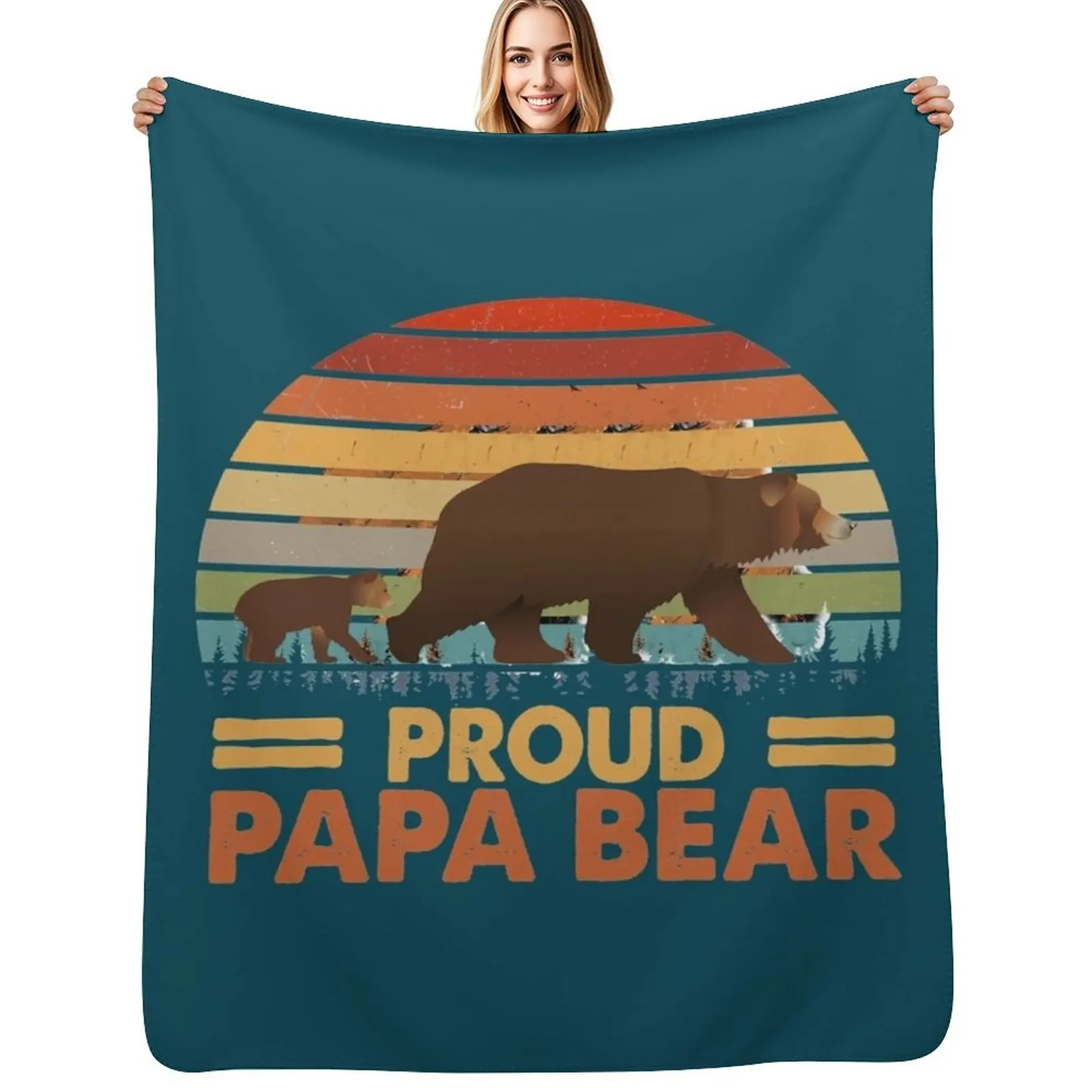 Proud Papa Bear Throw Blanket Plaid Custom For Decorative Sofa Plaid on the sofa for winter blankets ands Blankets