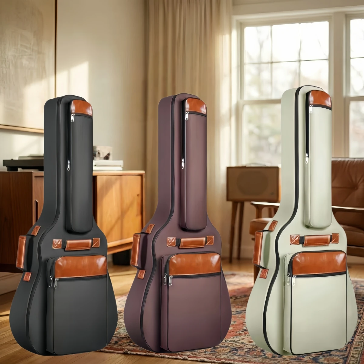 Wodoodporny pokrowiec na gitarę akustyczną Miwayer, 41 cali, nylon Oxford, gruba wyściółka bawełniana, podwójne paski na ramię, do użytku na koncertach lub na co dzień.
