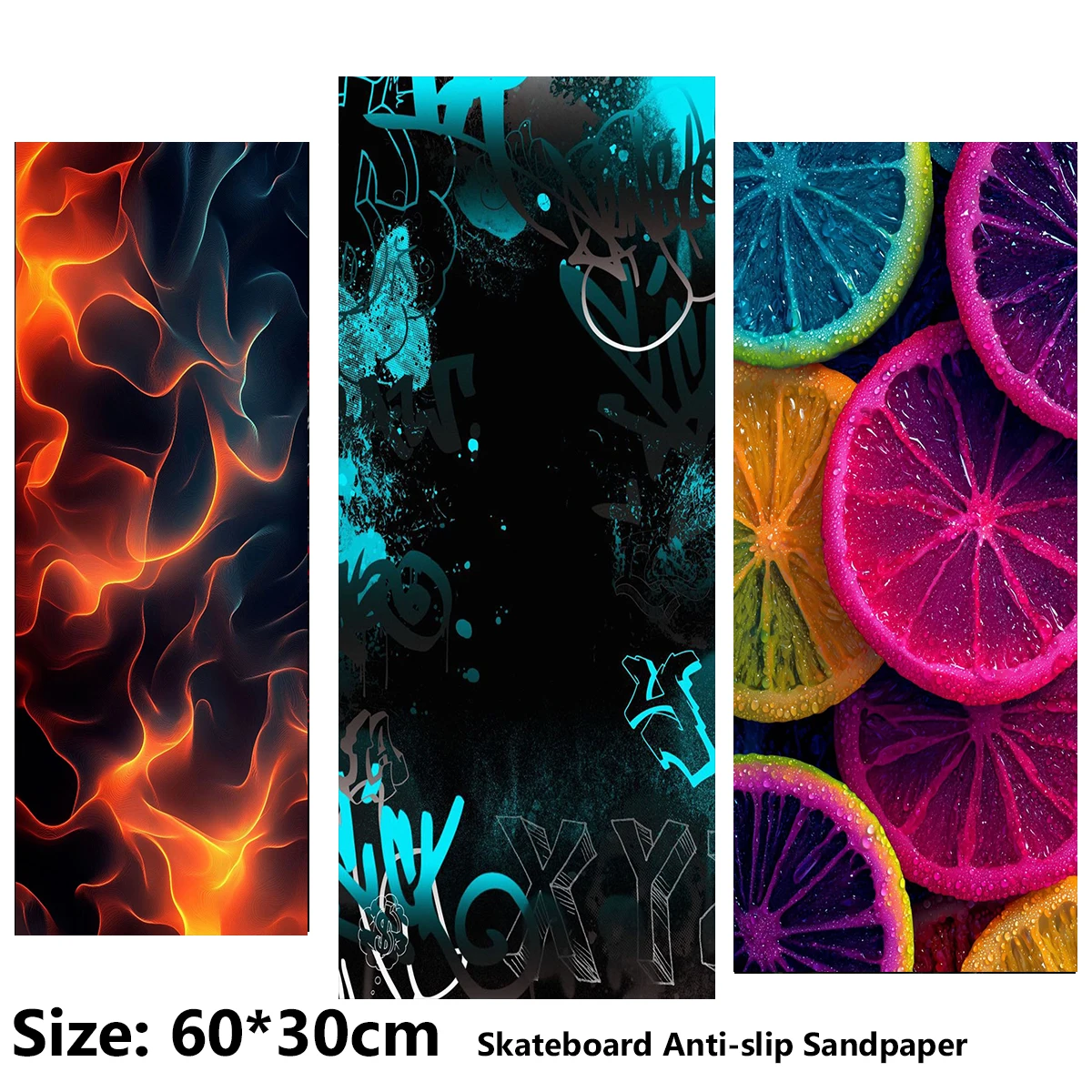 

Electric Scooter Anti-slip Sticker Sandpaper Skateboard GripTape Sheet 60*30cm Fluid Graffiti Fruit Pattern