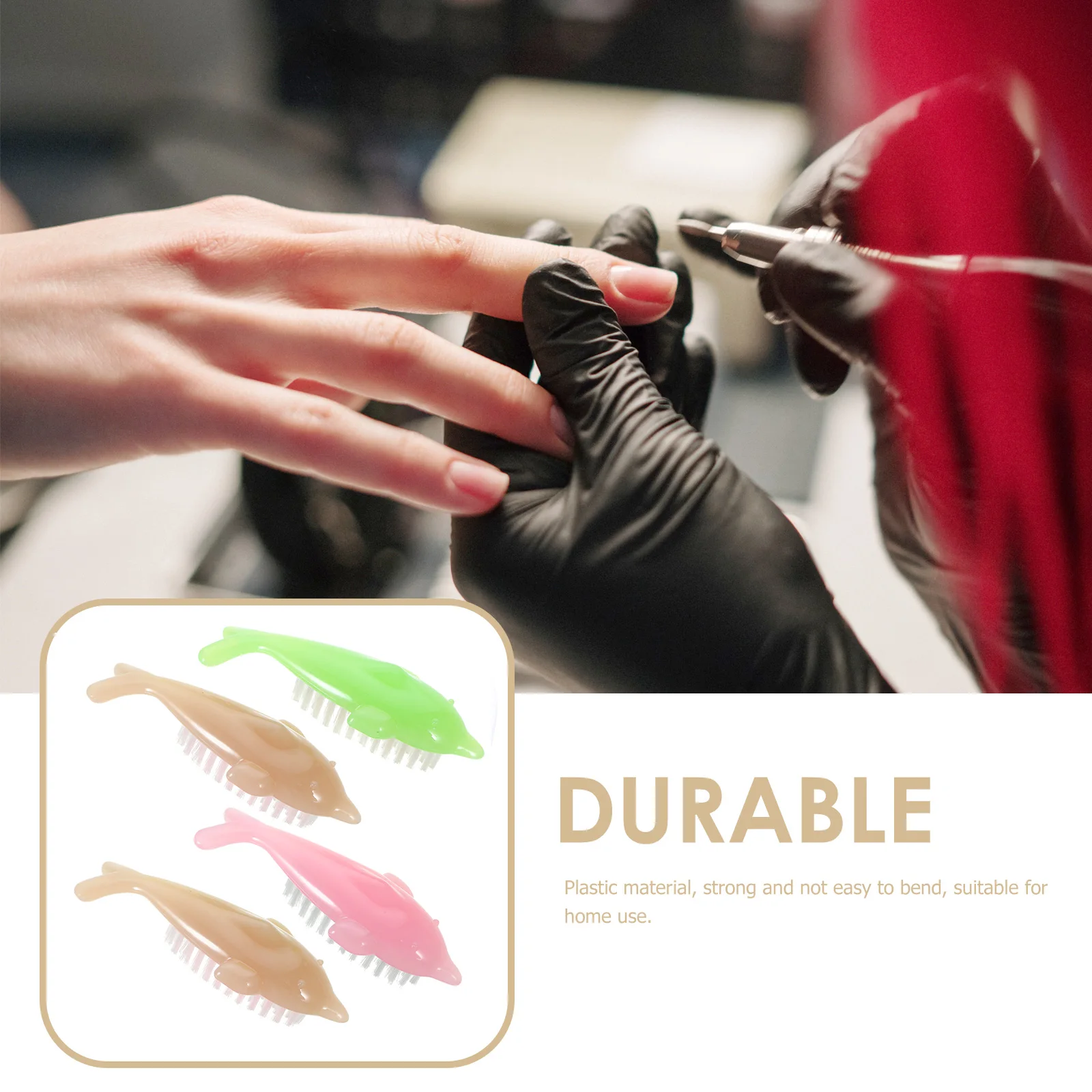 

4Pcs Nail Brush Dolphin Shape Durable Soft Bristles Comfortable Fingernail Cleaning Manicure Tool Portable Animal Shaped Nail