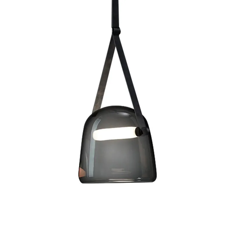 

Nordic postmodern creative art leather glass chandelier bedside bedroom designer model room bar small chandelier