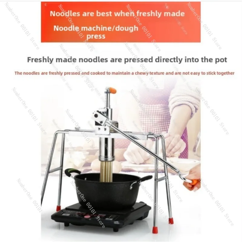 Manual Four-Legged Noodle Maker, Electroplated Silver Stainless Steel Pasta Machine for Home Use