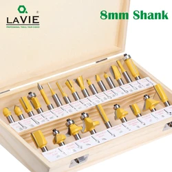 24 adet 8mm Shank DIY ağaç İşleme freze uçları seti freze ahşap için kesici gömme düz pah kırpma gravür aracı MC02012