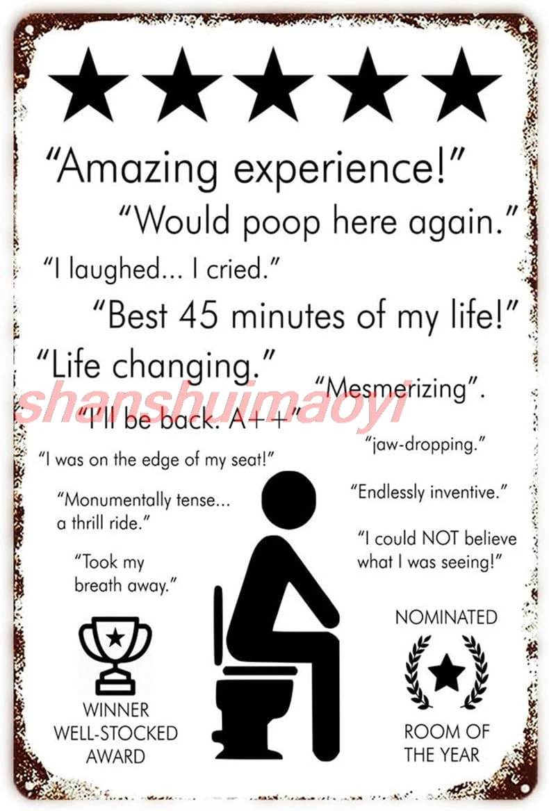 MAI Amazing Toilet Vintage Metal Signs Funny Bathroom Decor For Bar Cafe Pub Home - Would Poop Here Again - Toilet Contest Wall