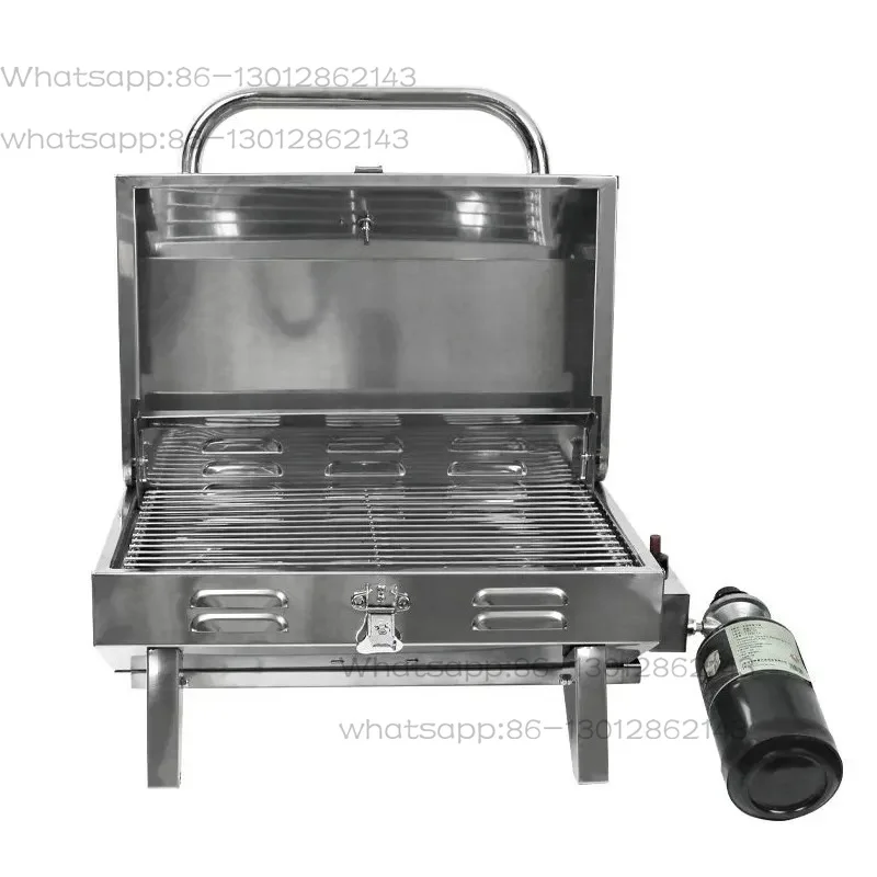 Outdoor Portable Camping Barbecue Household Gas Cassette Stove Outdoor Windproof American Barbecue Grill Picnic Stove