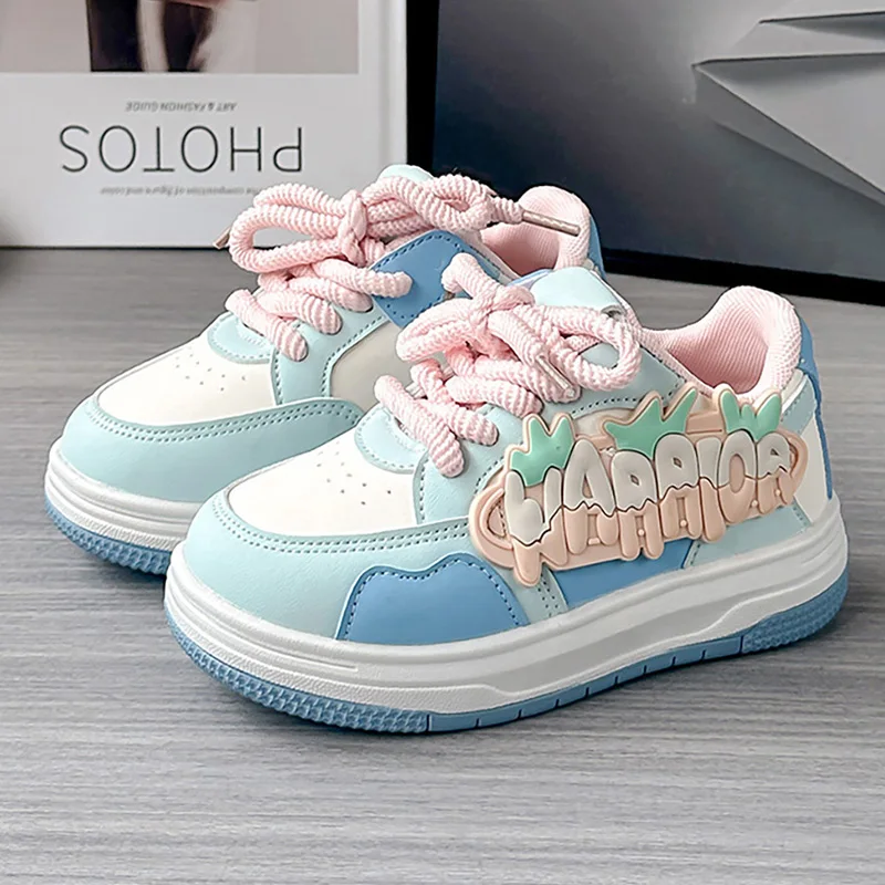 

Autumn Teenager Kid's Sneakers Korean Style Girl's Tennis Shoes Trend Fashion PU Leather Children's Sport Shoes Running Footwear