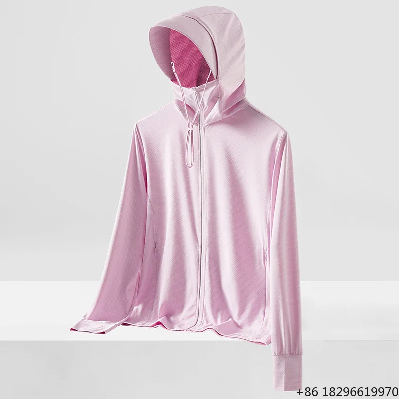 Unisex UPF50+ Ice Silk Sun Protection Clothes Thin Breathable Outdoor Fishing Sports Hooded Outerwear