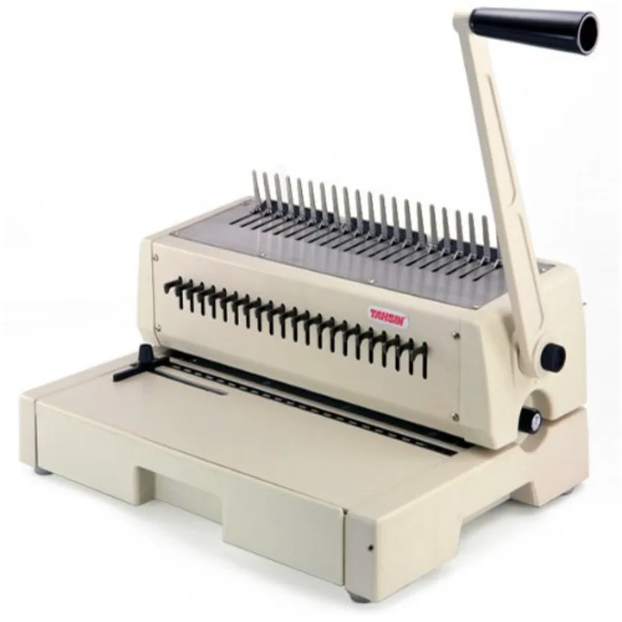 

210PB 19-Ring Plastic Comb Binding Machine for office use, durable plastic construction, black color, high-speed binding with a