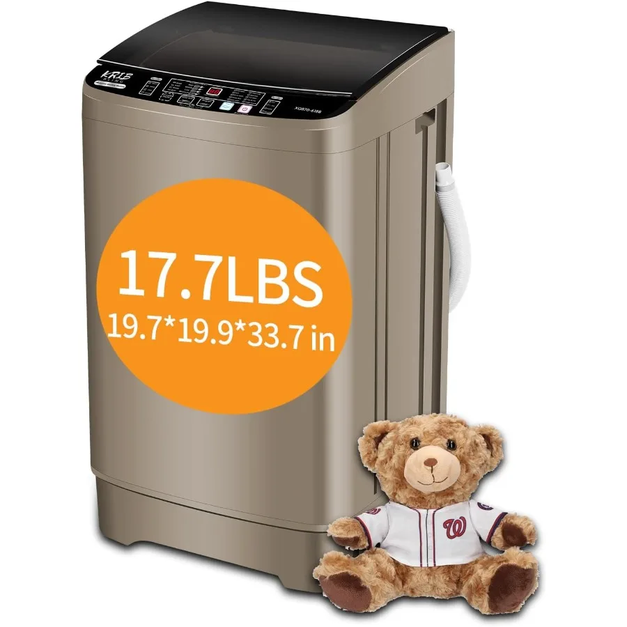 

FullAutomatic Washing Machine 17.7 lbs Small Compact Portable with 10 Wash Programs and 8 Water Levels LED Display Ideal for Ap