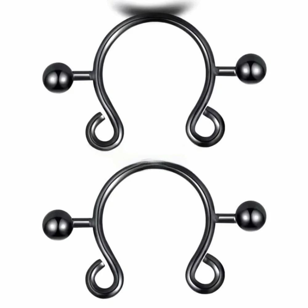 2pcs/set Steel Nipple Clip Rings Faux Nipple Round Screw Faux Nipple Shield Fashion Accessory Clip Design