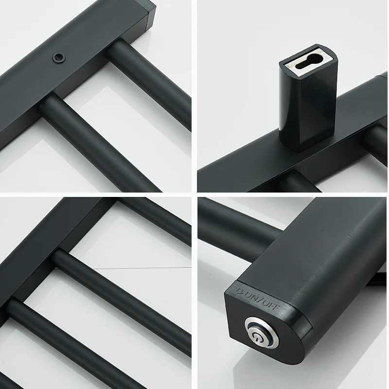 Electric Heat Towel Rack Bathroom Bathrobe Drying Rack Storage Rack Carbon Fiber Waterproof Towel Pol Wall mounted No Perforat