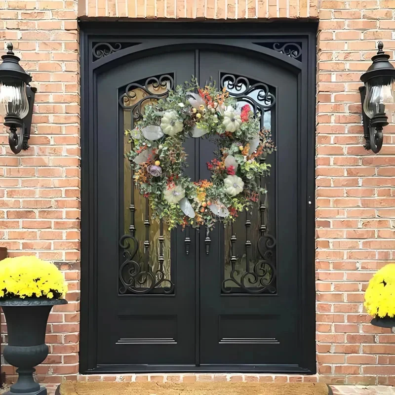 Fall Door Pumpkin Wreath Pumpkin Berry Maple Leaf Wreath Harvest Autumn Door Wreath Autumn Color Maple Leaf Halloween Decor