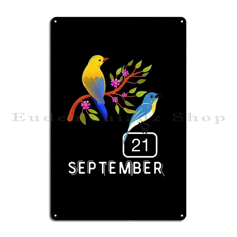 Day Of Peace Gift Funny 21 September With Birds Flowers Svg Png Design White Metal Sign Plaques Tin Sign Poster