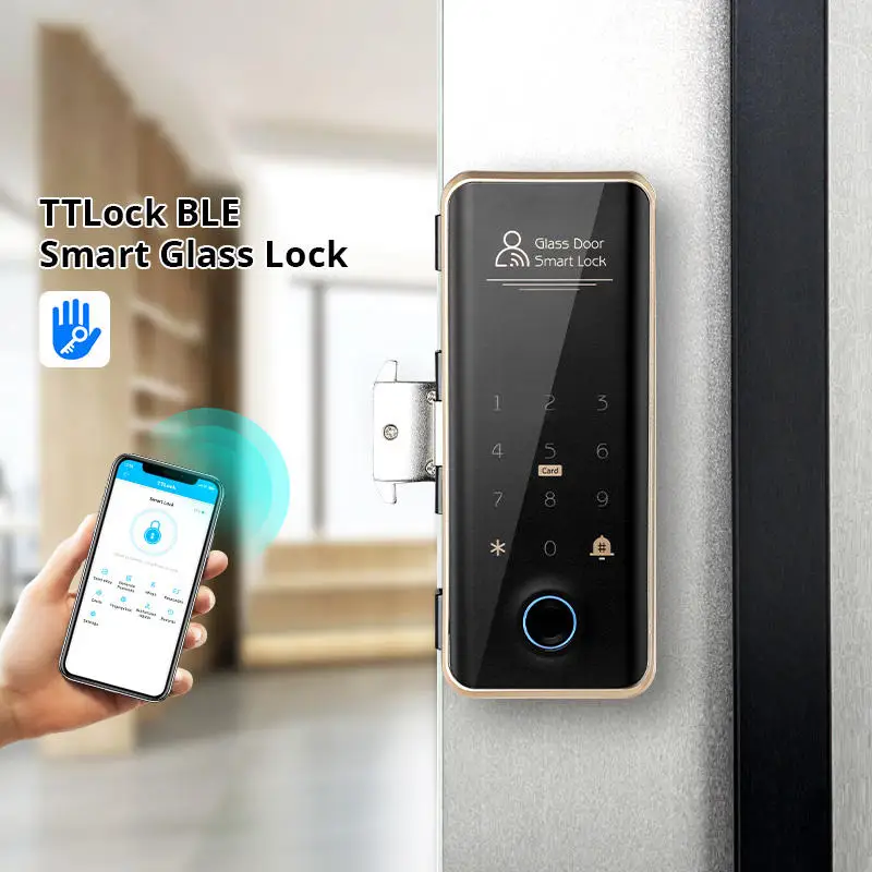 

Sliding Glass Door Lock No Drill Lock Drill-free Swing Glass Lock Biometric Fingerprint Smart Lock Bluetooth TTlock App REMOTE