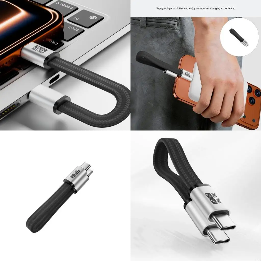 J78A Fast Speed USB4 2 0 Type C Cable Supporting 80Gbps Data Transfer And 240W Power Delivery
