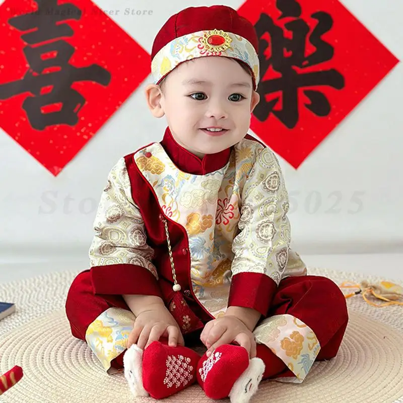 

Kids Tang Suit Traditional New Year Costume Photography Clothes Chinese Newborn Baby Hanfu One-Year-Old Birthday Clothing