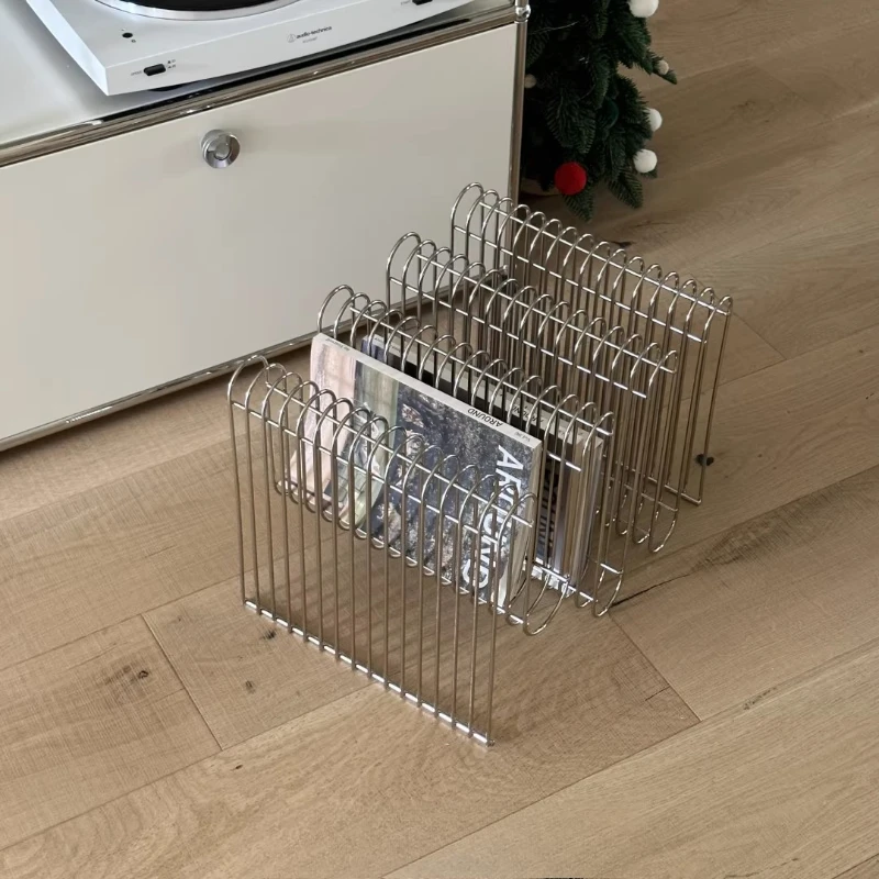 Mid Century Modern Metal Magazine Rack Vintage Newspaper Holder Nordic Instagrammable Side Table