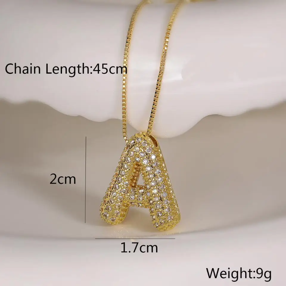 ZAKOL Fashion 26 Letters Necklaces For Women Man Gold Color Alphabet Zircon Pendant Birthday Party Gift Jewelry