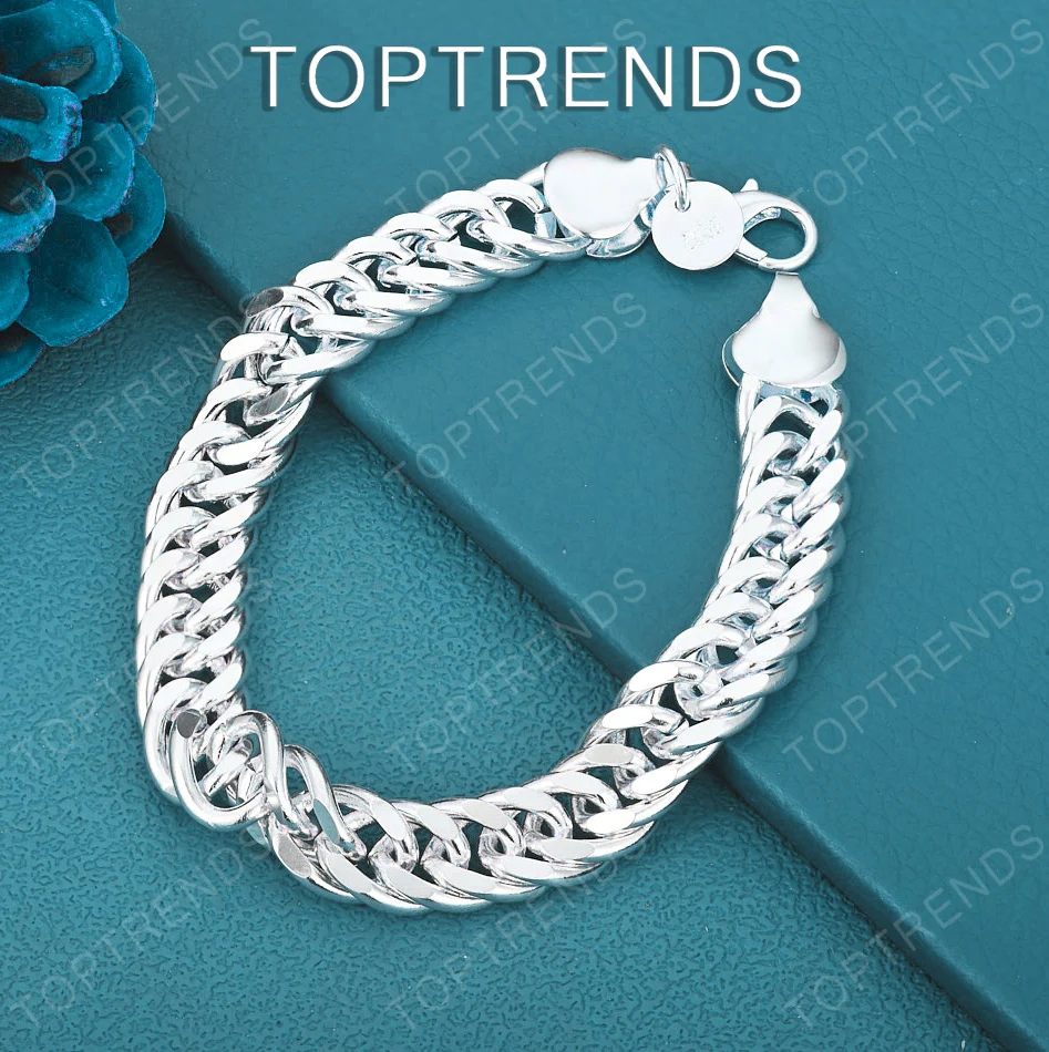 

Модный мужской браслет из стерлингового серебра 925 пробы, 10 мм, в стиле кубинского плетения, классический, для подарка на годовщину, вечеринку, Рождество, аксессуар для праздничного образа.